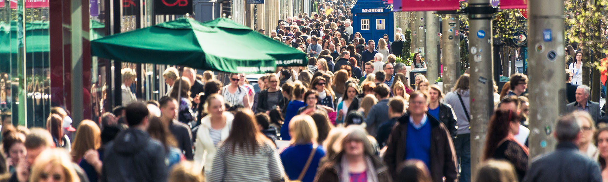 View down Buchanan Street on a busy day